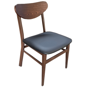 Nova Dining Chair with Timber Look Steel Frame and Black PU Seat